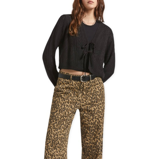 BRIXTON Cropped Pointelle Tie Cardigan