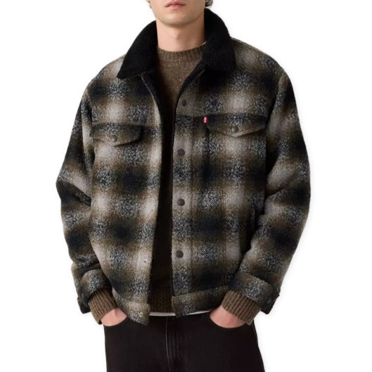 LEVI’S Relaxed Fit Sherpa Plaid Trucker Jacket