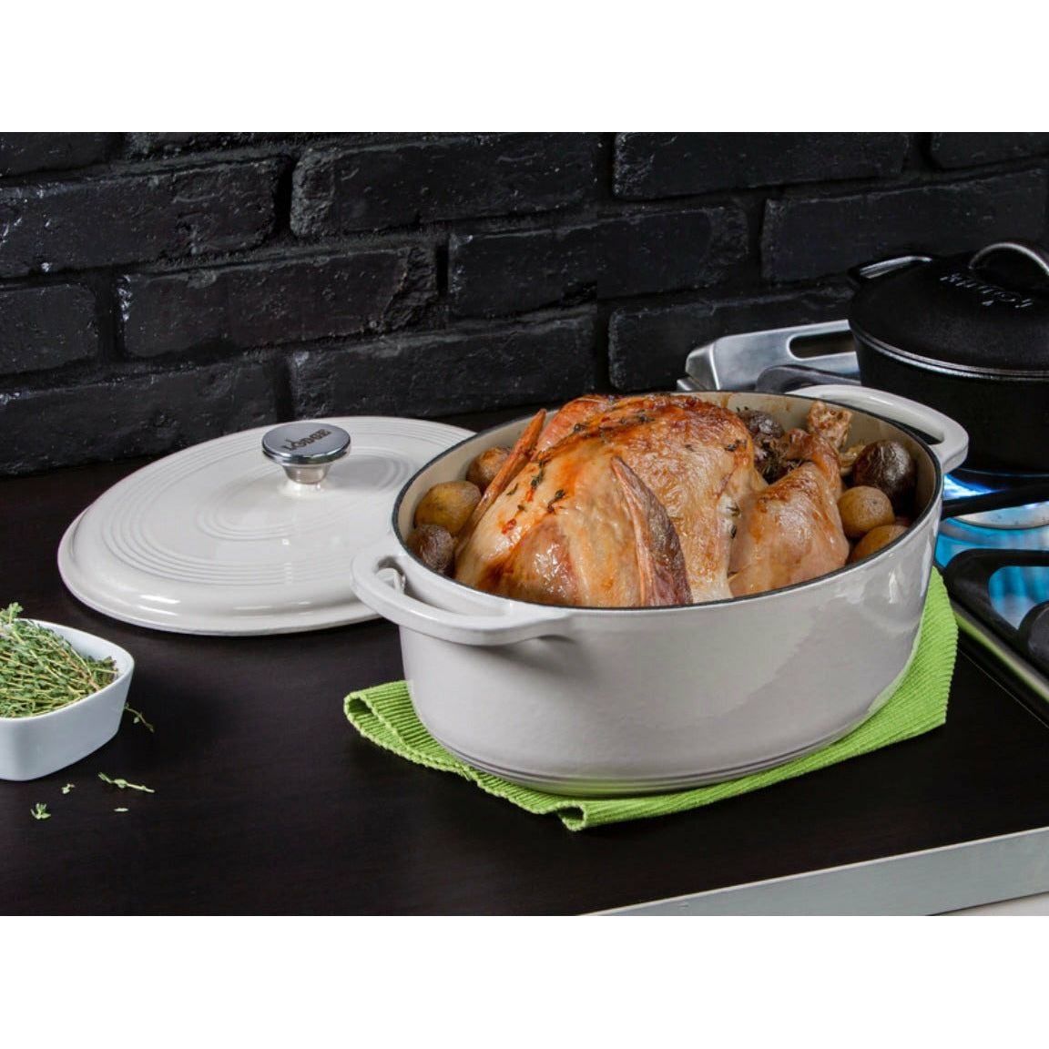 LODGE CAST IRON Enameled oval dutch oven 7qt