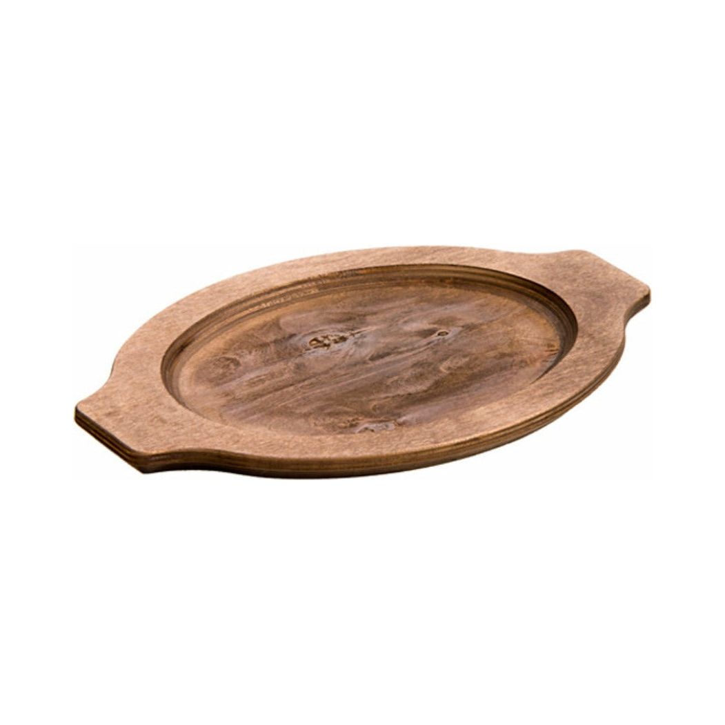 LODGE CAST IRON grip style oval wood underliner